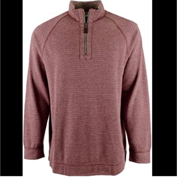 Tommy Bahama On The Double Half Zip Sweatshirt Marled Maroon Cabernet Knit - Picture 1 of 10